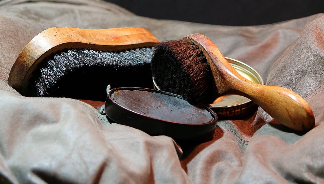 A brush, a cloth, a tin of wax. The whole kit fits in a shoebox.